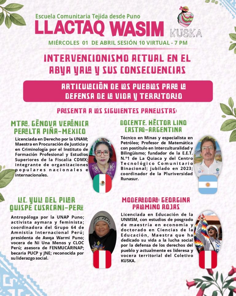 ABYA YALA EN DISPUTA: ESCUELA COMUNITARIA DESDE PUNO CUESTIONA EL INTERVENCIONISMO Y CONVOCA A LA DEFENSA DEL TERRITORIO
